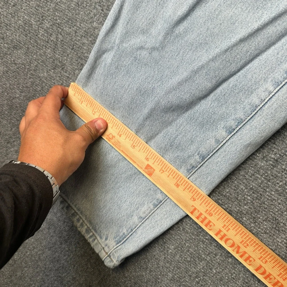 AGOLDE Fold Waistband Jean Womens 32 Blue Pleated Baggy Straight Leg Denim